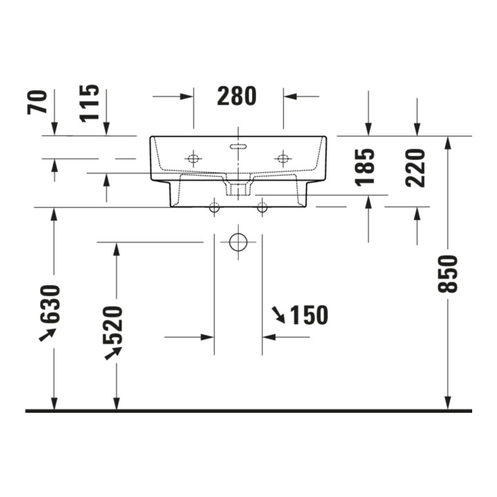 Duravit Lavabo Balcoon 55x48 cm, Clay te ma, m HL, ÜL, perçage robinet