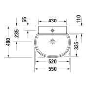 Duravit Lavabo Balcoon 55x48 cm, Clay te ma, m HL, ÜL, perçage robinet-4