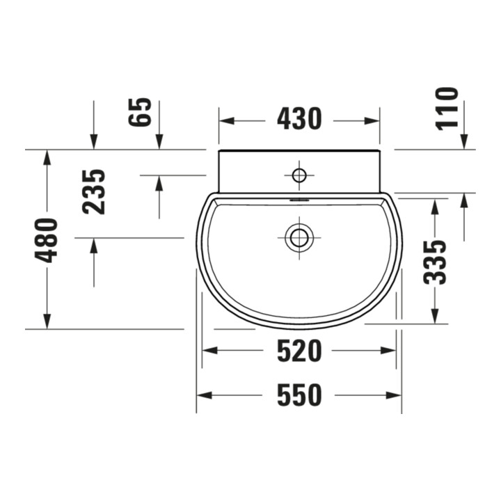 Duravit Lavabo Balcoon 55x48 cm, Clay te ma, m HL, ÜL, perçage robinet
