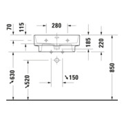 Duravit Lavabo Balcoon 60x48 cm, argile, H I P, trou de robinet-3