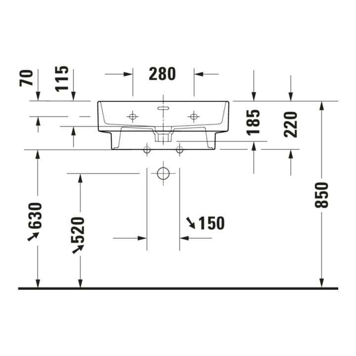Duravit Lavabo Balcoon 60x48 cm, argile, H I P, trou de robinet