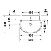 Duravit Lavabo Balcoon 60x48 cm, argile, H I P, trou de robinet-4
