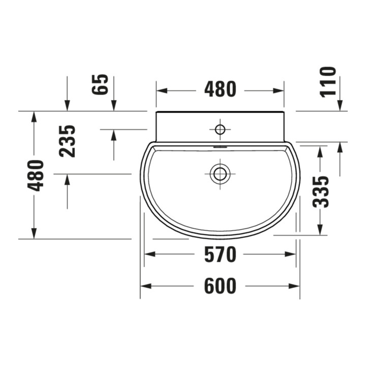 Duravit Lavabo Balcoon 60x48 cm, argile, H I P, trou de robinet
