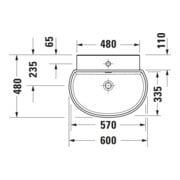 Duravit Lavabo Balcoon 60x48 cm, blanc mat, avec trou robinet, trou surélevé-4