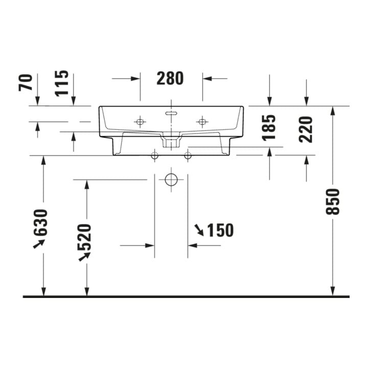 Duravit Lavabo Balcoon 65x48 cm, blanc mat, avec trou robinet, trou pour robinet
