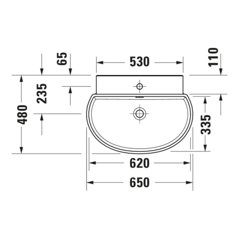 Duravit Lavabo Balcoon 65x48 cm, blanc mat, avec trou robinet, trou pour robinet