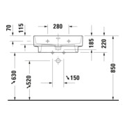 Duravit Lavabo Balcoon 65x48 cm, Clay te ma, m HL, ÜL, trou robinet-3