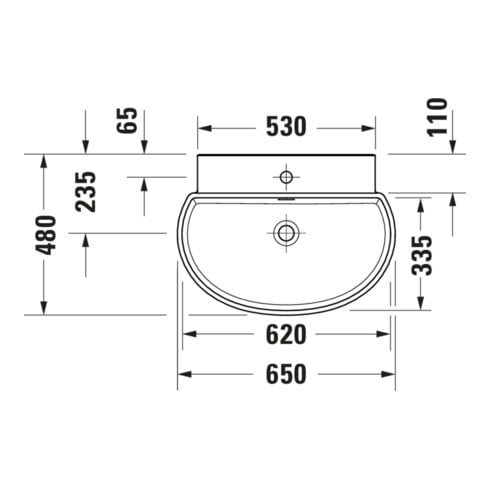 Duravit Lavabo Balcoon 65x48 cm, Clay te ma, m HL, ÜL, trou robinet