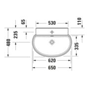 Duravit Lavabo Balcoon 65x48 cm, Clay te ma, m HL, ÜL, trou robinet-4