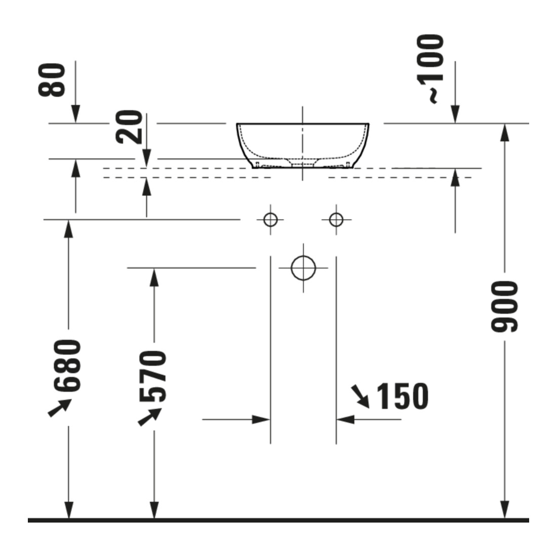 Duravit Lavabo console Sivida 41x33 cm, blanc mat soyeux