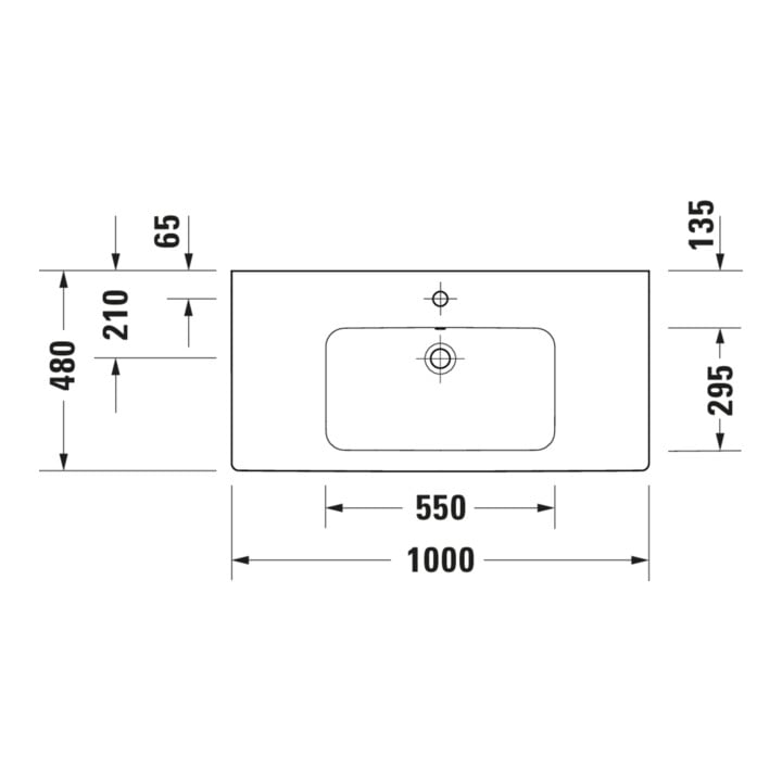 Duravit Lavabo D-Code 100x48 cm, avec trou de robinet, trop-plein, blanc