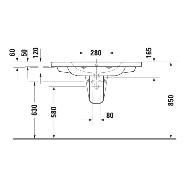 Duravit Lavabo D-Code 100x48 cm, avec trou de robinet, trop-plein, blanc