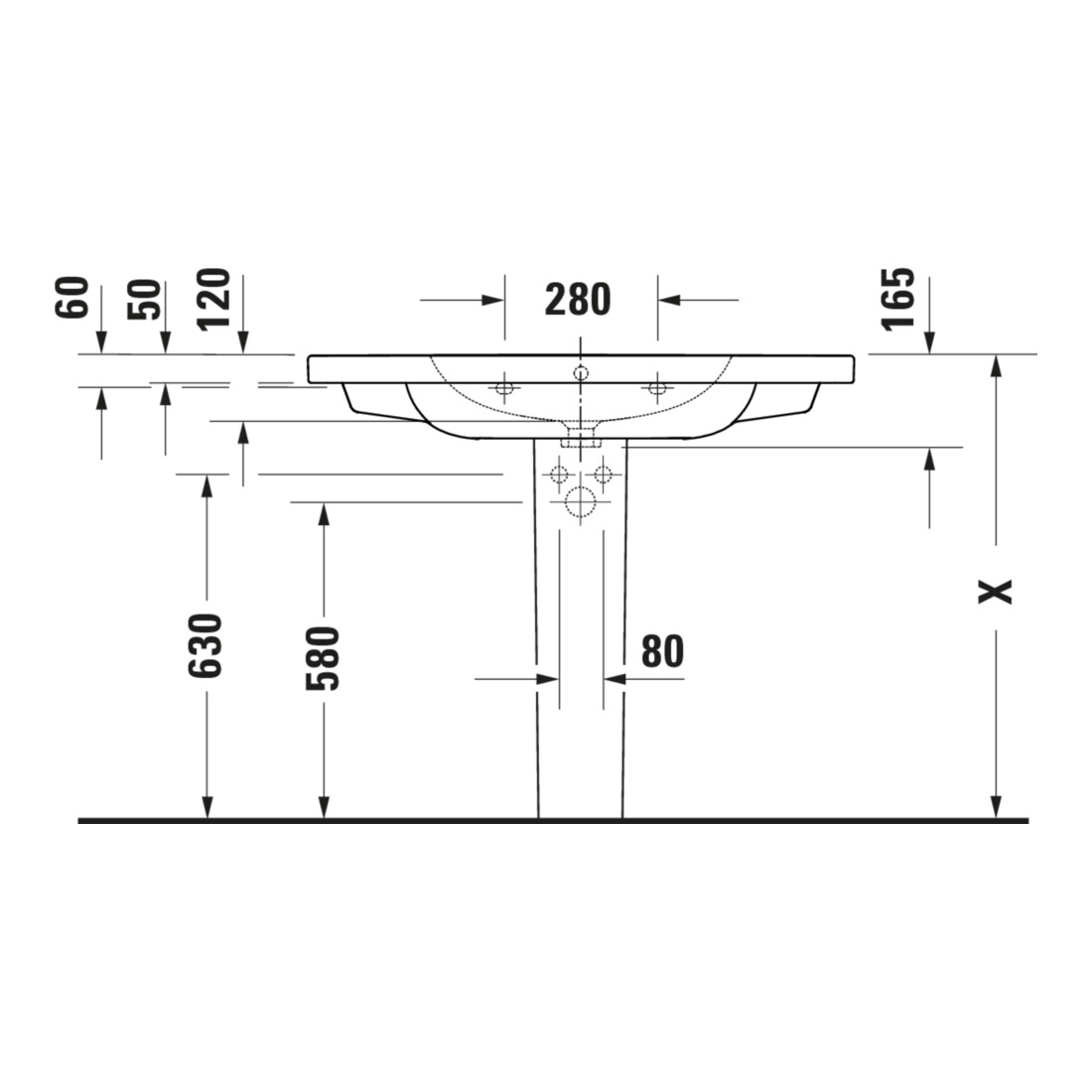 Duravit Lavabo D-Code 100x48 cm, avec trou de robinet, trop-plein, blanc