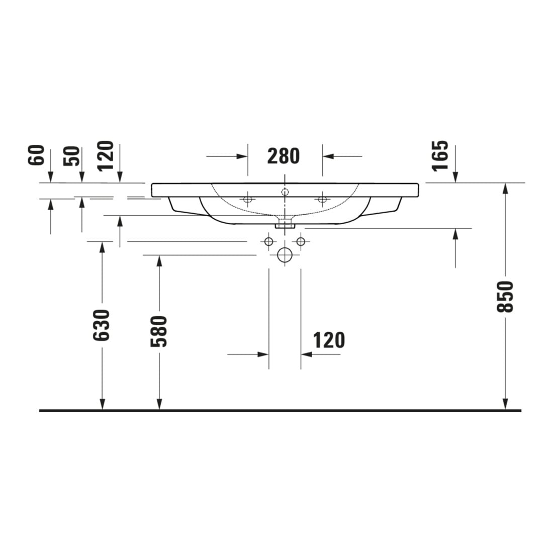 Duravit Lavabo D-Code 100x48 cm, avec trou de robinet, trop-plein, blanc