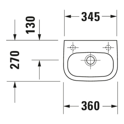 Duravit Lavabo D-Code 36x27 cm, avec trop-plein, trou robinet à gauche, blanc