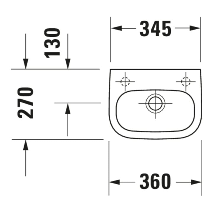 Duravit Lavabo D-Code 36x27 cm, avec trop-plein, trou robinet à gauche, blanc