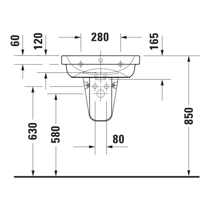 Duravit Lavabo D-Code 55x43 cm, avec trou robinet, trop-plein, blanc
