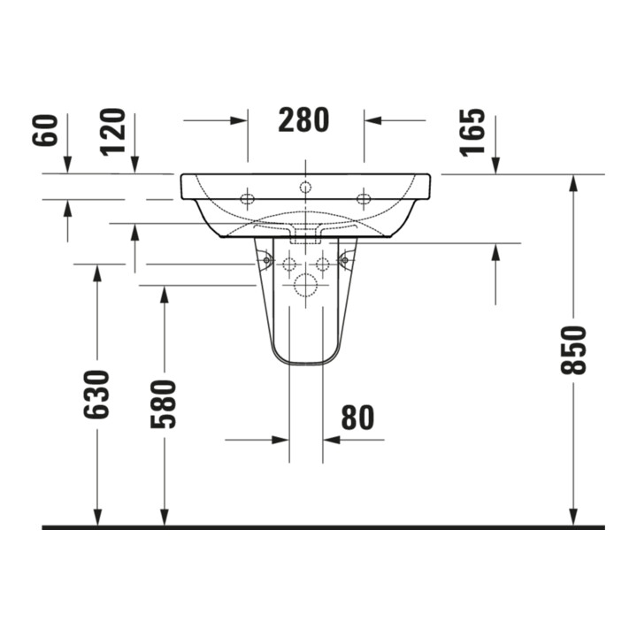 Duravit Lavabo D-Code 60x46 cm, avec trou robinet, trop-plein, blanc