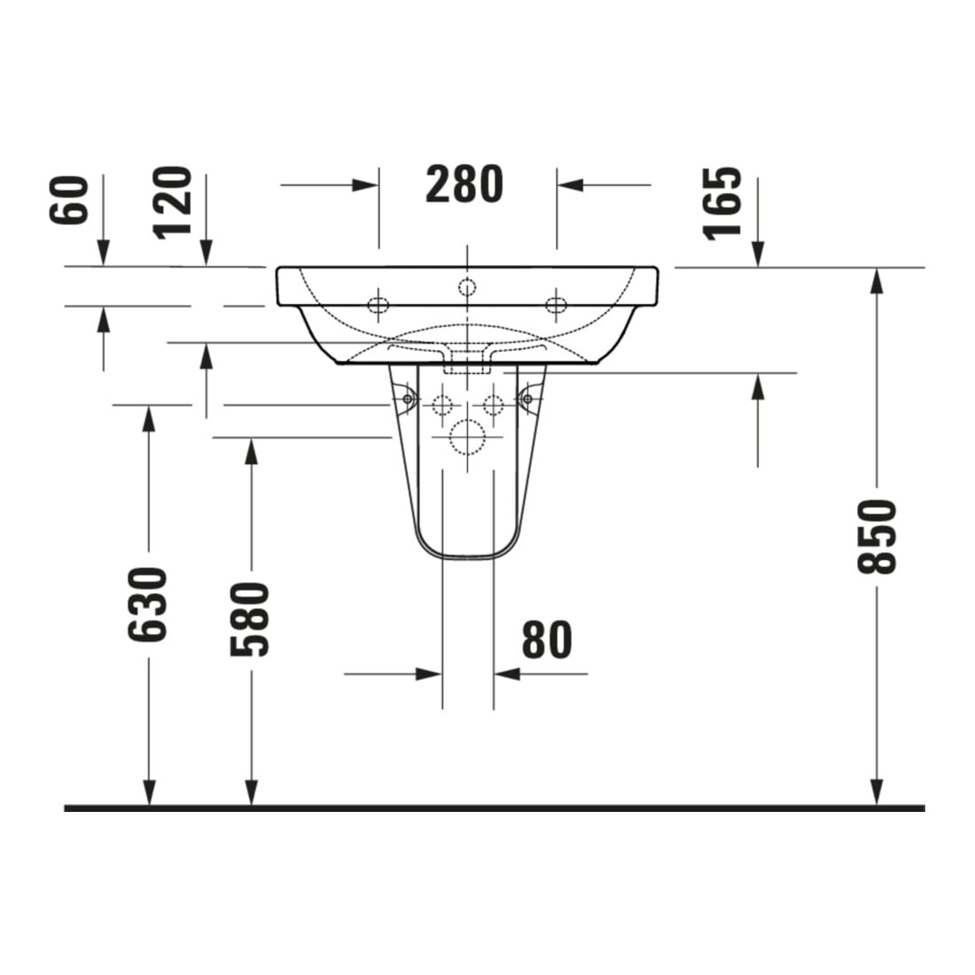 Duravit Lavabo D-Code 60x46 cm, avec trou robinet, trop-plein, blanc