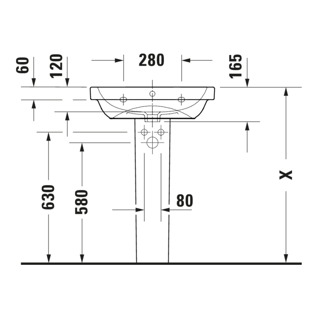 Duravit Lavabo D-Code 60x46 cm, avec trou robinet, trop-plein, blanc