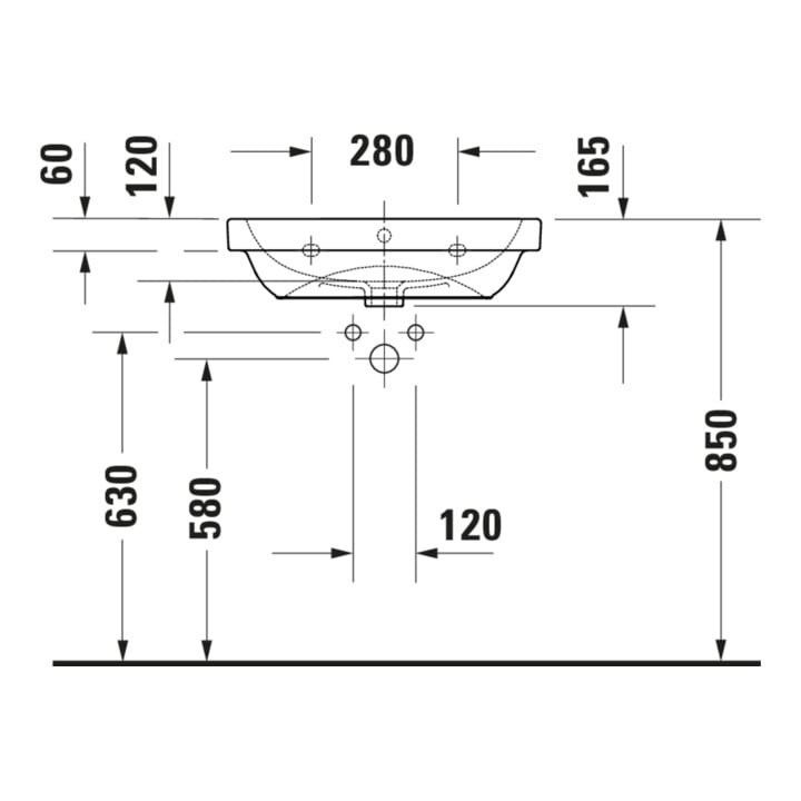 Duravit Lavabo D-Code 60x46 cm, avec trou robinet, trop-plein, blanc