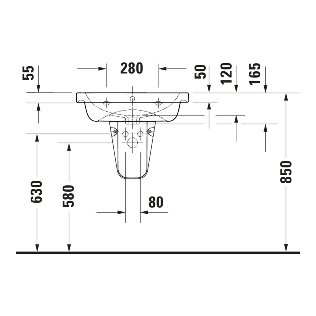Duravit Lavabo D-Code 60x48 cm, avec trou robinet, trop-plein, blanc