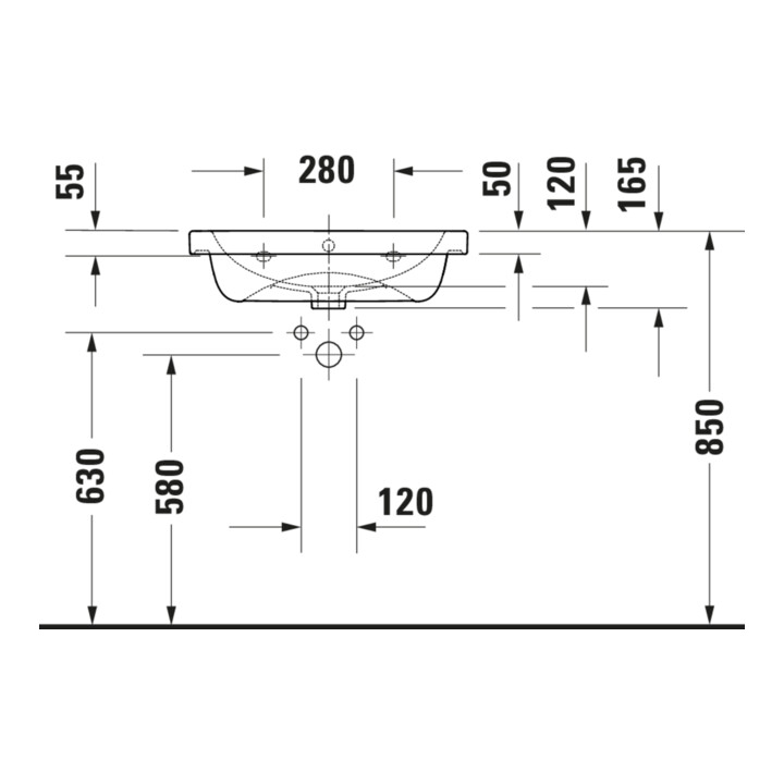 Duravit Lavabo D-Code 60x48 cm, avec trou robinet, trop-plein, blanc
