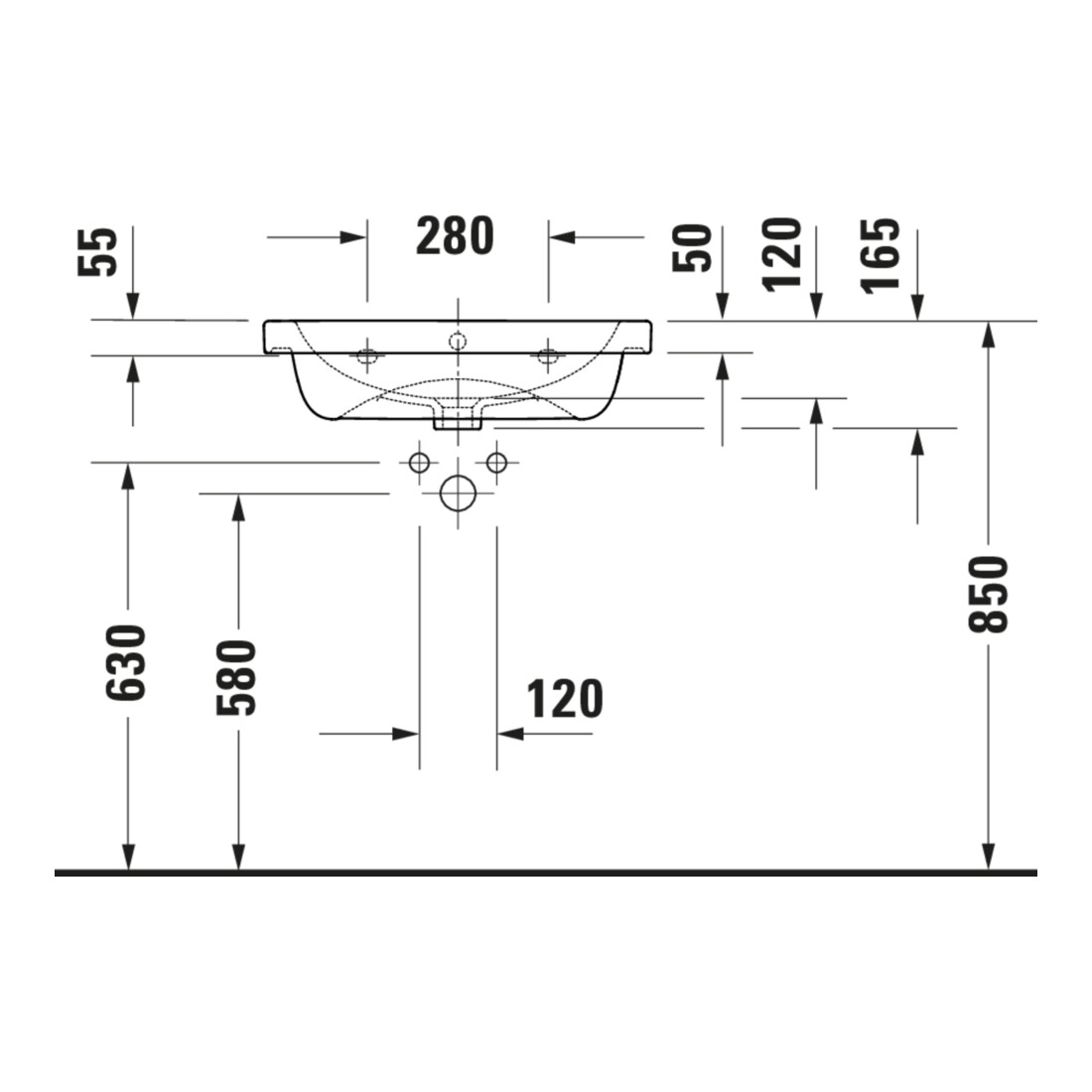 Duravit Lavabo D-Code 60x48 cm, avec trou robinet, trop-plein, blanc