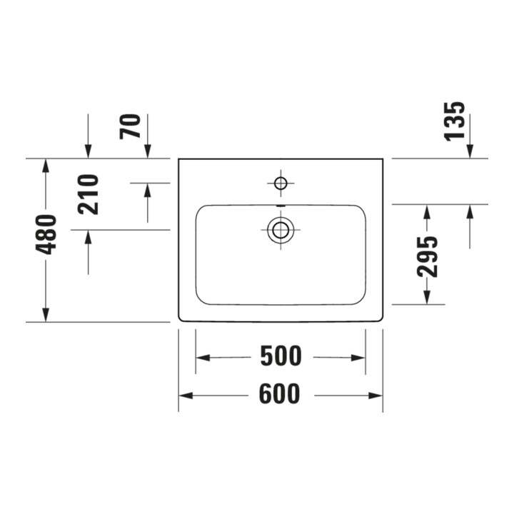 Duravit Lavabo D-Code 60x48 cm, avec trou robinet, trop-plein, blanc