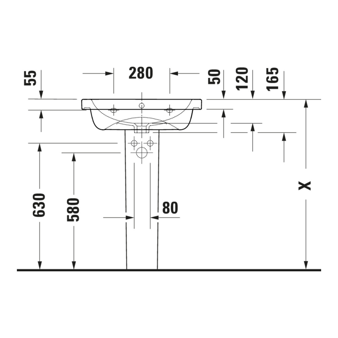 Duravit Lavabo D-Code 60x48 cm, avec trou robinet, trop-plein, blanc