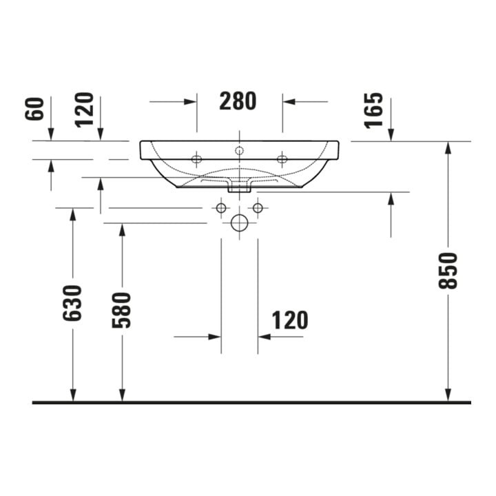 Duravit Lavabo D-Code 65x46 cm, avec trou robinet, trop-plein, blanc