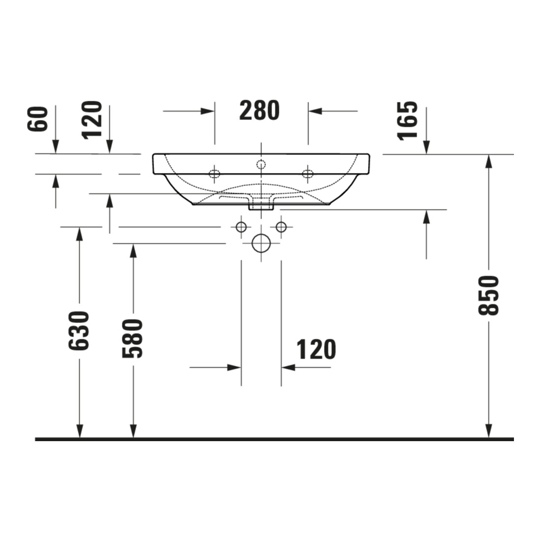 Duravit Lavabo D-Code 65x46 cm, avec trou robinet, trop-plein, blanc