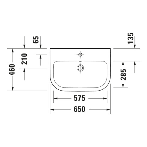 Duravit Lavabo D-Code 65x46 cm, avec trou robinet, trop-plein, blanc