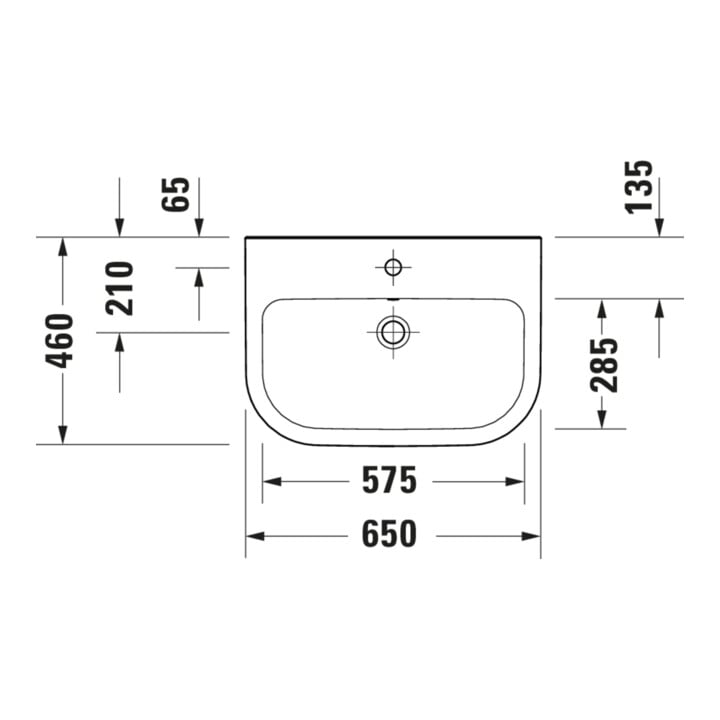 Duravit Lavabo D-Code 65x46 cm, avec trou robinet, trop-plein, blanc
