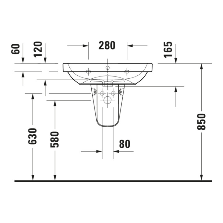 Duravit Lavabo D-Code 65x46 cm, avec trou robinet, trop-plein, blanc