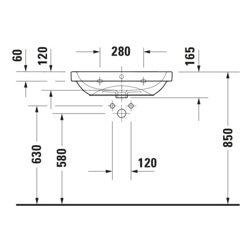 Duravit Lavabo D-Code 65x46 cm, avec trou robinet, trop-plein, blanc