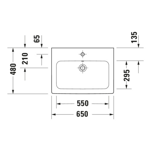 Duravit Lavabo D-Code 65x48 cm, avec trou robinet, trop-plein, blanc