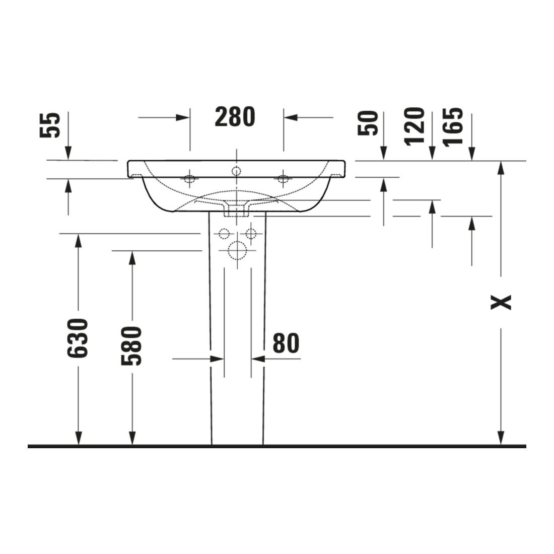 Duravit Lavabo D-Code 65x48 cm, avec trou robinet, trop-plein, blanc