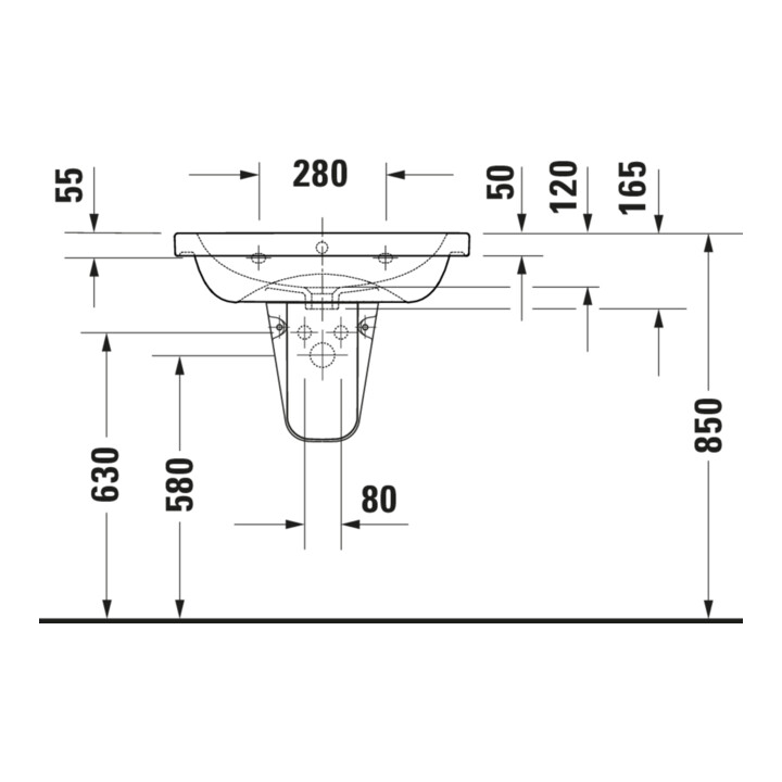 Duravit Lavabo D-Code 65x48 cm, avec trou robinet, trop-plein, blanc