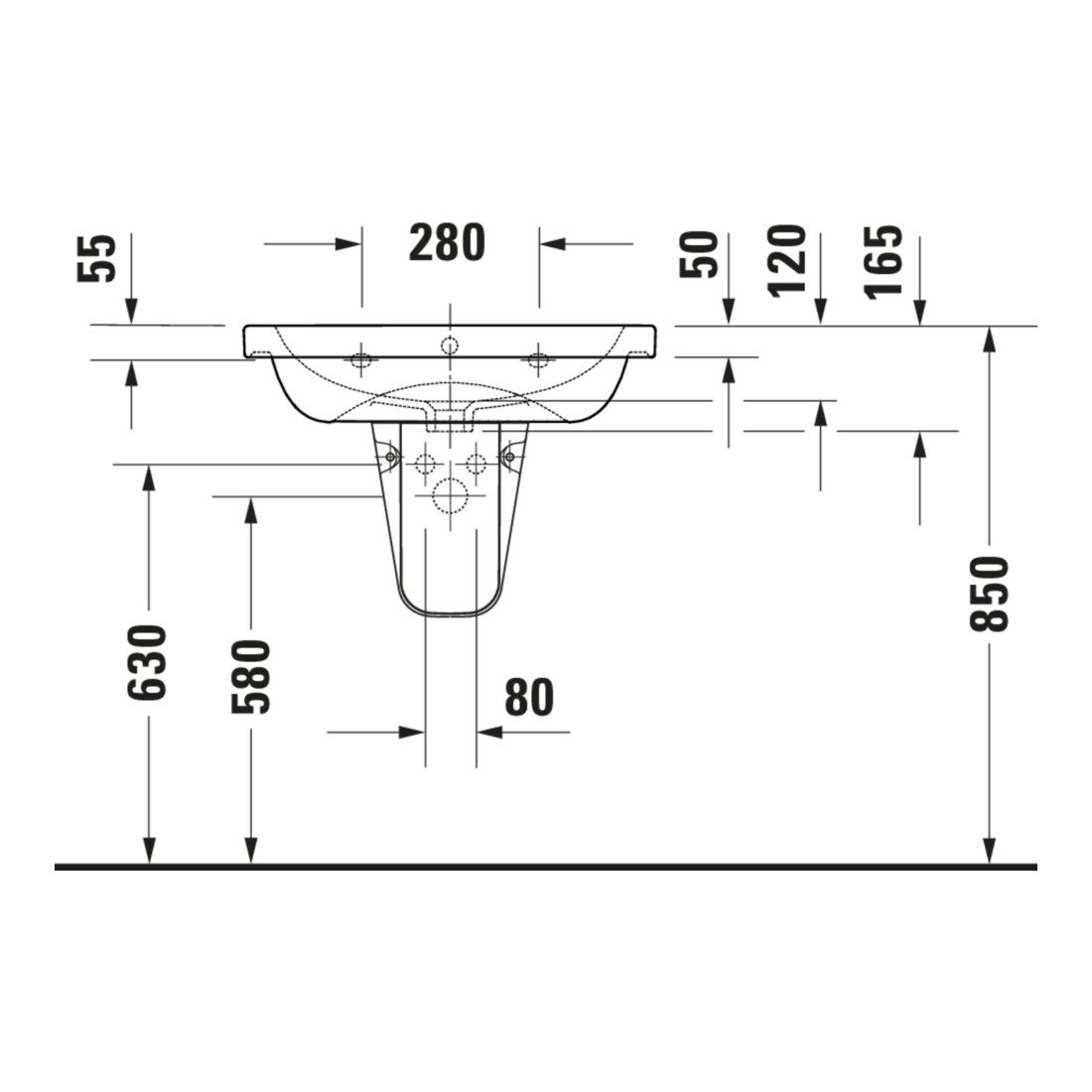 Duravit Lavabo D-Code 65x48 cm, avec trou robinet, trop-plein, blanc