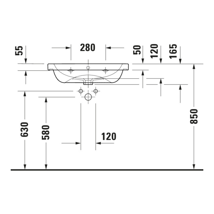 Duravit Lavabo D-Code 65x48 cm, avec trou robinet, trop-plein, blanc