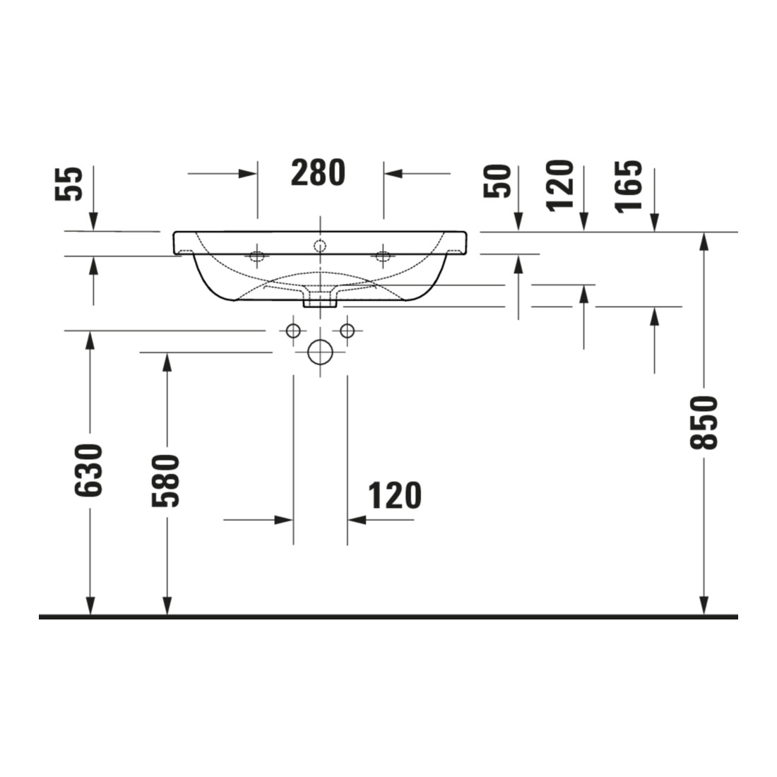 Duravit Lavabo D-Code 65x48 cm, avec trou robinet, trop-plein, blanc
