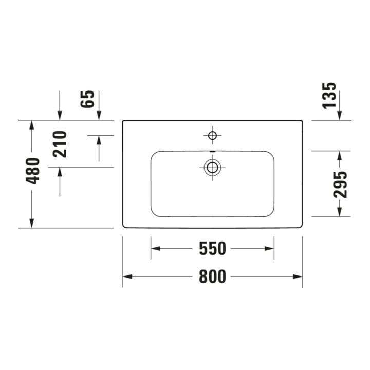 Duravit Lavabo D-Code 80x48 cm, avec trou robinet, trop-plein, blanc