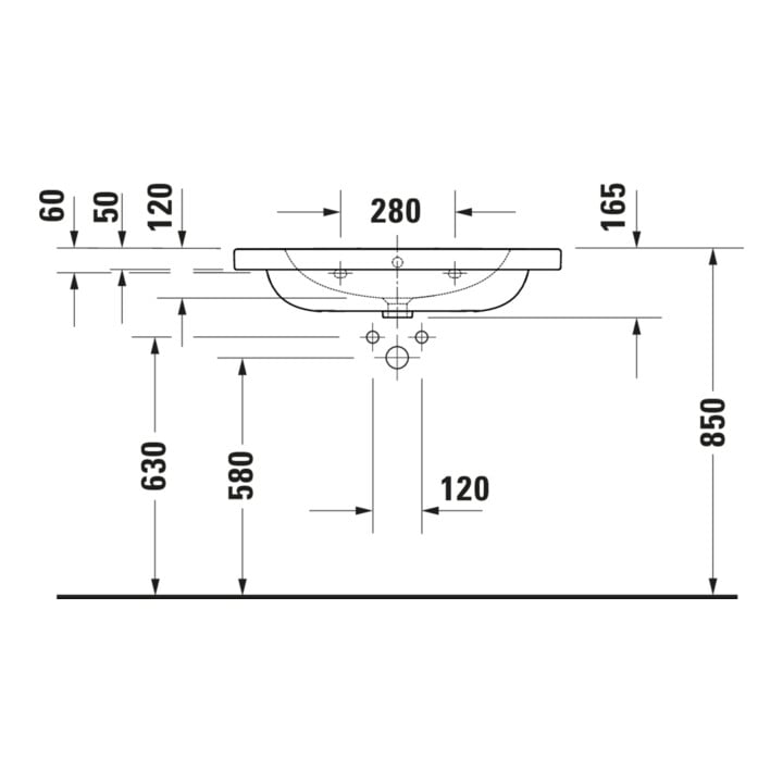 Duravit Lavabo D-Code 80x48 cm, avec trou robinet, trop-plein, blanc
