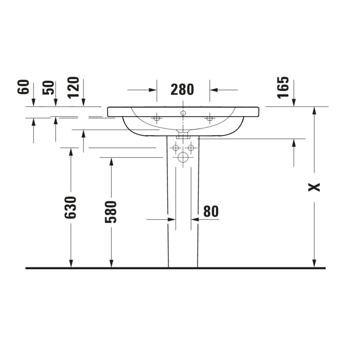 Duravit Lavabo D-Code 80x48 cm, avec trou robinet, trop-plein, blanc