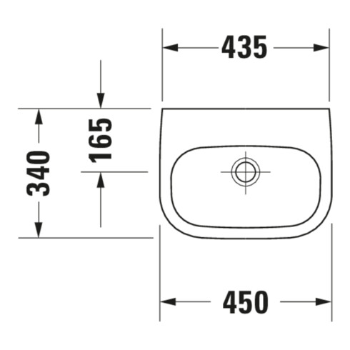 Duravit Lavabo D-Code Med 45x34 cm, avec trop-plein, blanc, avec trou robinet