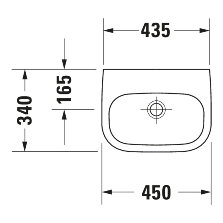 Duravit Lavabo D-Code Med 45x34 cm, avec trop-plein, blanc, avec trou robinet