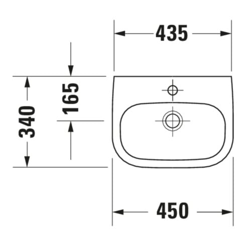 Duravit Lavabo D-Code Med 45x34 cm, avec trop-plein, blanc, avec trou robinet