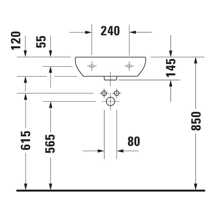 Duravit Lavabo D-Code Med 45x34 cm, avec trop-plein, blanc, avec trou robinet