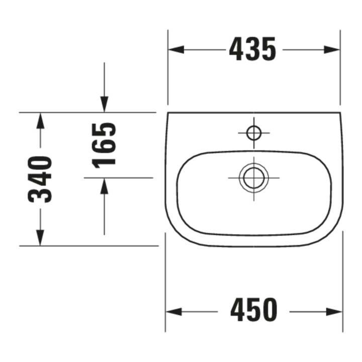 Duravit Lavabo D-Code Med 45x34 cm, avec trop-plein, blanc, sans robinetterie